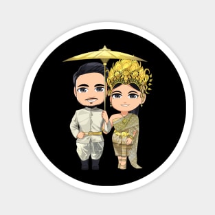 Khmer Cambodian Couple Chibi Character Magnet